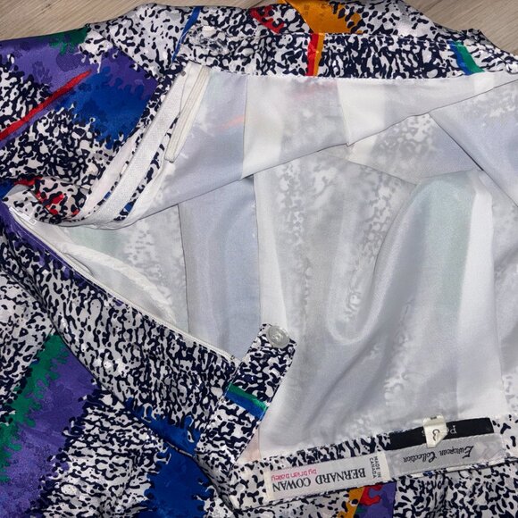 Vintage Abstract Bernard Cowan Pleated Midi Skirt Sz 8p - Picture 9 of 9